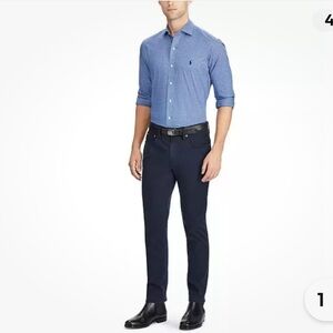 •POLO RALPH LAUREN•VARICK SLIM NAVY BLUE STRETCH PANTS/TROUSERS SIZE 34X 34 EUC